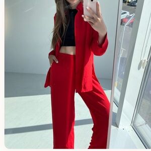 women's light suit (trousers and long shirt) made of crepe fabric